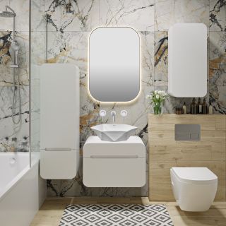 Тумба RUNO Ницца 60 белая подвесная под накладной умывальник (00-00002122)